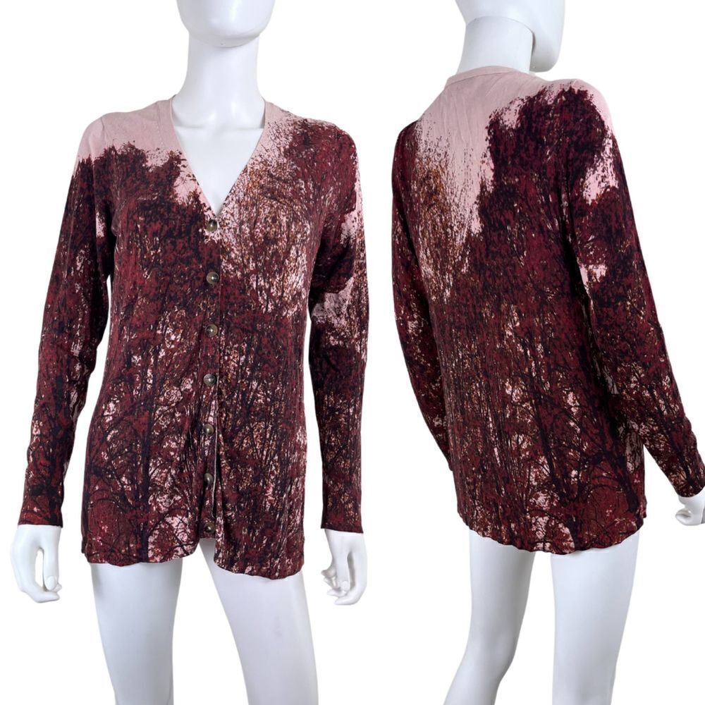 Kenneth Cole Women Size M Purple Pink Silk Knit Cardigan Sweater Button Office